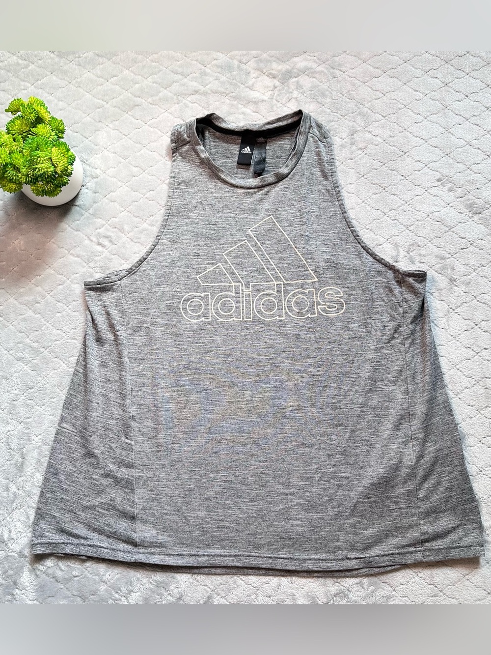 Adidas Grey Heather Sleeveless Logo Tank